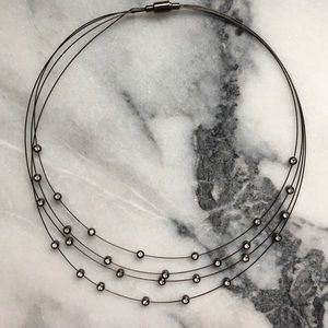 GunMetal Steel Wire Crystal Collar Necklace